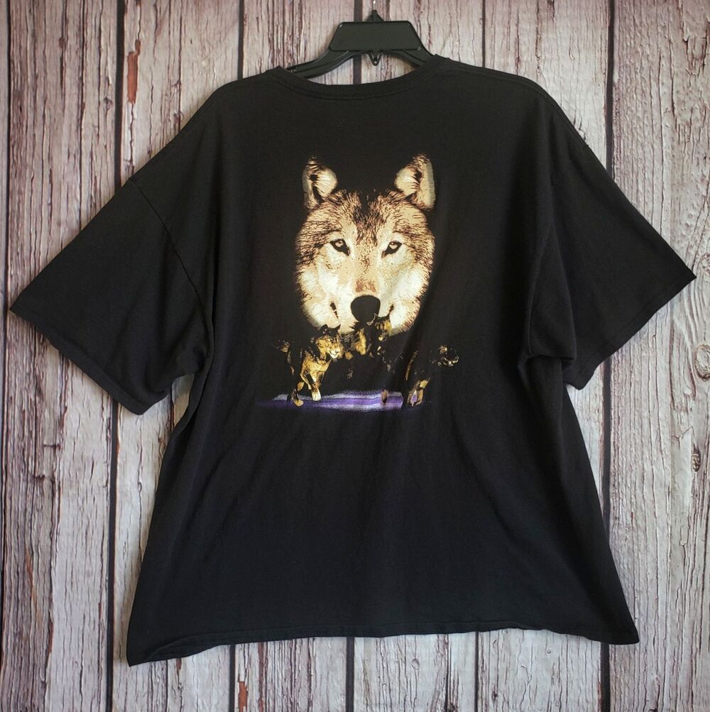 Black Canyon XXL Cotton T-Shirt National Park Wolves Moon Made in USA Animal